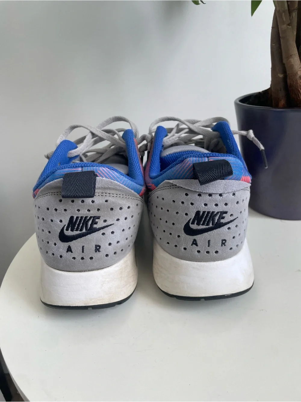 Men Size 10.5 Nike Air Max Tavas Print Grey Blue Hot Lava Shoes